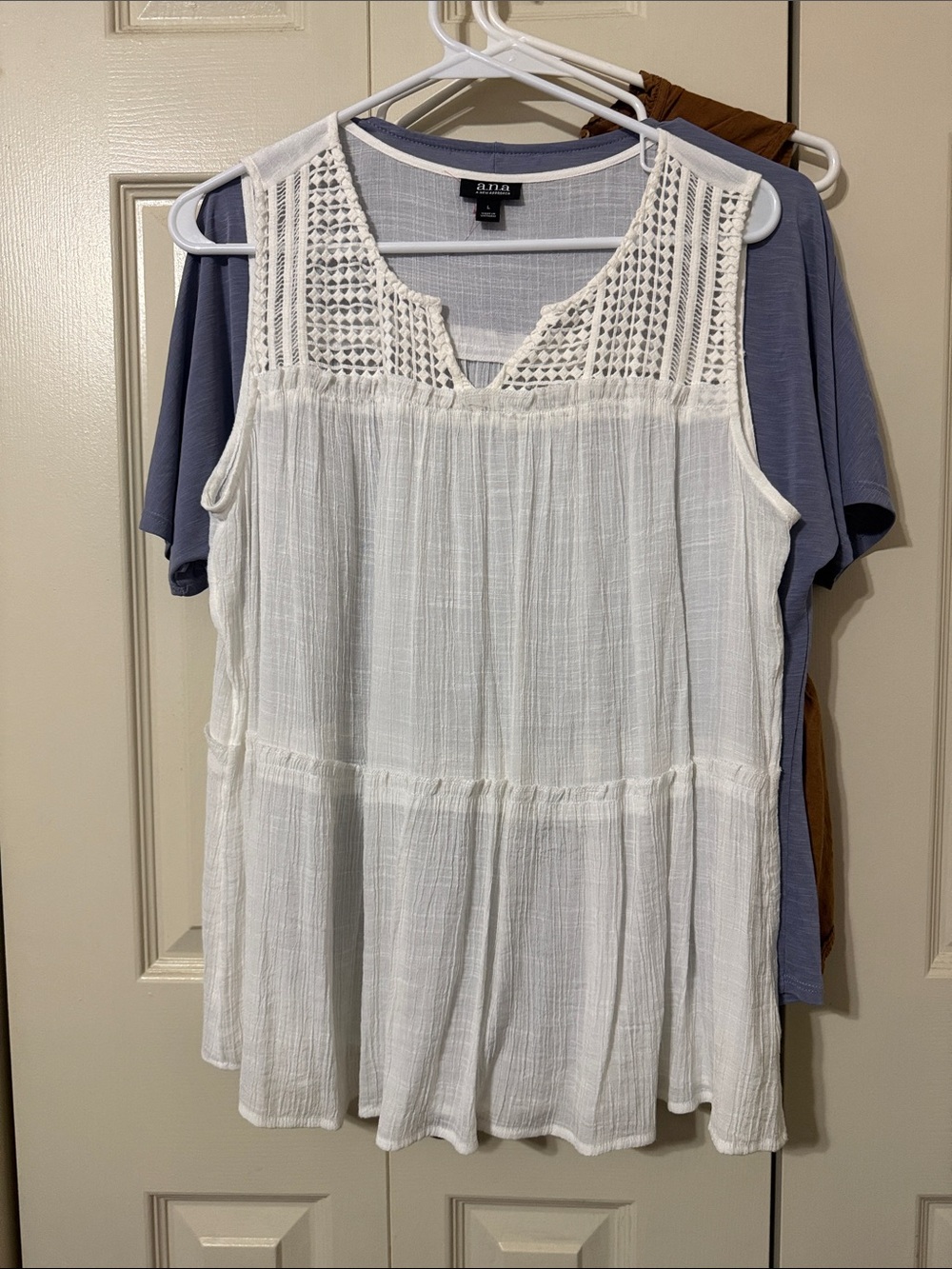 a.n.a White Crochet-Yoke Sleeveless Tunic Top